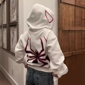 <b>Y2K</b> Hooded Zipper Sweatshirt Unisex Oversized Streetwear Cotton French Terry <b>Long</b> <b>Sleeve</b> Front Logo Print Winter Wear Waterproof - Product Image 4