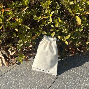 Wholesale 100% Organic Cotton Dust <b>Pouch</b> Natural Color Cotton <b>Drawstring</b> Bag with Black Ribbon - Product Image 4