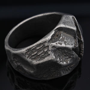 रेट्रो व्यथित सरल स्टेनलेस स्टील प्राकृतिक कट पत्थर आकार अंगूठी - Product Image 4