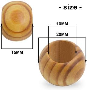 Perles en bois, 100 pièces de 20mm de diamètre, amples et rondes, perles d'espacement avec grand trou (10mm), perles artisanales en bois avec beau Grain pour DI - Product Image 3