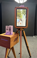 Cabina de Fotos Vintage de Madera con Espejo, Cámara DSLR, Cabina de Fotos de Madera para Bodas, Fiestas y Eventos