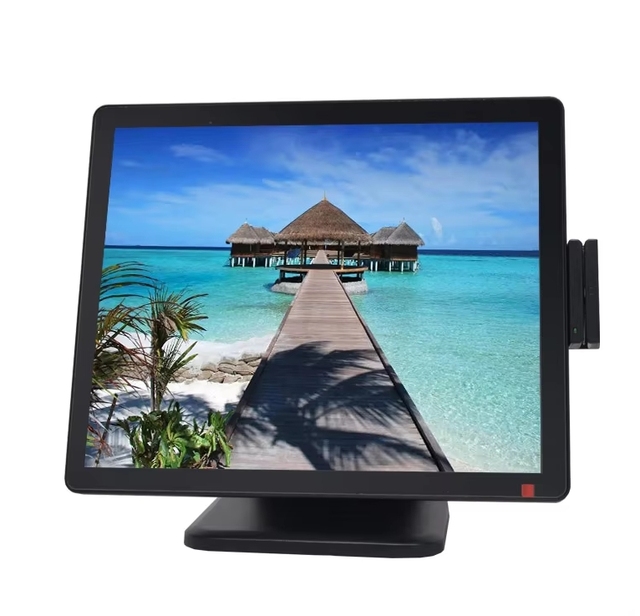 New Model 19 Inch POS Touch Screen Monitor Built-in MSR-Industrial PCAP Display 1280*1024 USB/DVI 10-Point Touch for Payment
