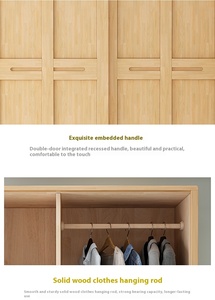 Porte coulissante nordique en bois massif pour moderne Simple petit appartement maison chambre principale <span class=keywords><strong>armoire</strong></span> économique pour salon - Product Image 4
