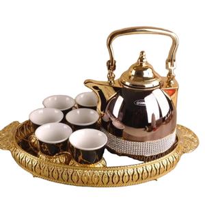 1L termo de doble pared jarra al vacío frasco árabe tetera 180ml taza de vidrio placa Relife 75ML Cawa tazas tapa dorada para Ramadán - Product Image 1