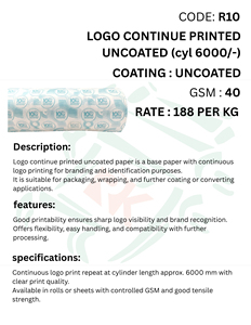 Continuous Logo Printed Uncoated Paper Roll for <b>Packaging</b> <b>Printing</b> Labeling and Industrial Use High Quality Paper Rolls - Product Image 5