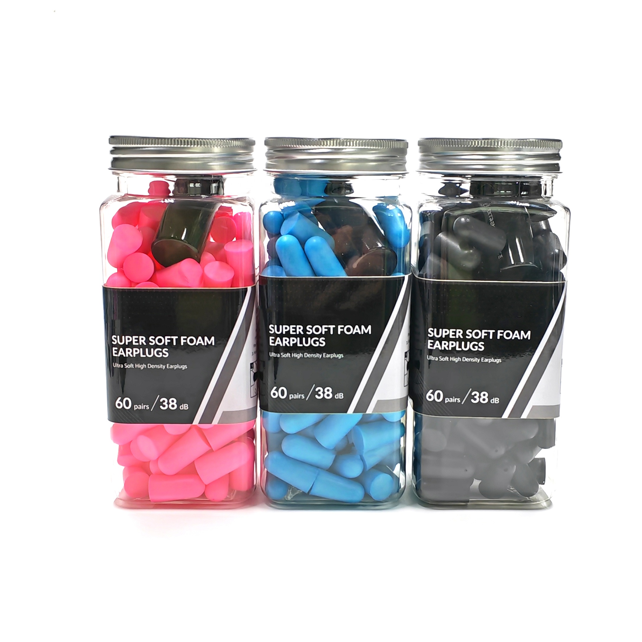 CE 38dB Soft PU Foam Earplugs Hearing Protection Eco-friendly 60 Pairs Noise Reduction Safety Ear plugs