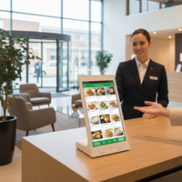 Tablet POS Android 11 10.1 inci NFC 2GB+32GB Bentuk L untuk Pemesanan Menu Restoran dan Layanan Mandiri