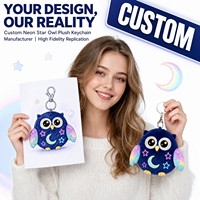 Porte-clés en peluche personnalisé Hibou Étoile Néon, Cadeau promotionnel pour casino, Service de conception sur mesure, Direct usine, Personnage original, OEM ODM