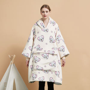 เสื้อฮู้ดผ้าฟลีซเนื้อนุ่ม อุ่นสบาย สไตล์ผ้าห่ม สำหรับผู้ใหญ่ แบบสวมใส่ได้ 男女兼用 ผลิตตามสั่งจากโรงงาน ราคาประหยัด คุณภาพดี - Product Image 5