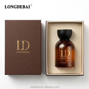 Botella de Perfume Redonda Marrón Vacía de Lujo con Logotipo Personalizado, Botella de Perfume de Vidrio de 30 ml, 50 ml, 100 ml con Pulverizador y Tapas de Madera - Product Image 1