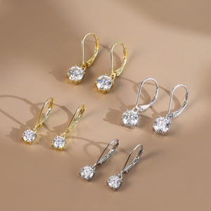 <span class=keywords><strong>Orecchini</strong></span> <span class=keywords><strong>Pendenti</strong></span> RINNITN MOE13 con Moissanite Taglio Rotondo, Placcati in Oro 14K, Argento 925, Diamante Sintetico VVS, Chiusura a Leva Francese per Donne - Product Image 3