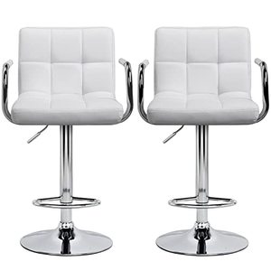 Bangku Bar tinggi dapat diatur, bangku Bar putar, bangku kulit PU Modern, kursi tinggi pulau dengan punggung belakang - Product Image 1