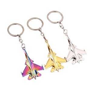 Porte-clés pendentif en alliage métallique plaqué or 3D moderne, modèle d'avion de chasse aérospatial, personnalisé en usine depuis 23 ans - Product Image 1