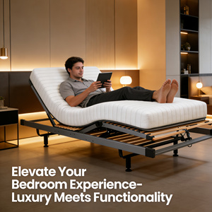 Tempat Tidur Double Elektrik Modern dari Besi, Dapat Direbahkan dan Disesuaikan, Dilengkapi Remote Control untuk Mengangkat dan Menyandar, Cocok untuk Apartemen dan Hotel - Product Image 1