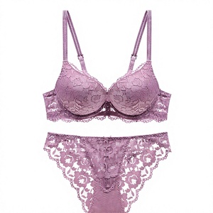 Elegante Conjunto de Sujetador sin Varillas con Encaje, Copa Completa Push-Up, Tirantes Ajustables, Braguita de Bikini para Mujer, Spandex/Nylon Transpirable, Sujetador de Moda - Product Image 1