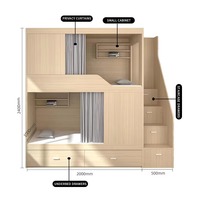 Cama litera tipo cápsula de madera maciza duradera con barandilla de seguridad y escalera, cuatro cajones, camas superior e inferior para el hogar y dormitorios juveniles