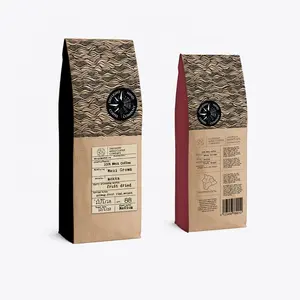 Özel baskılı 0.75 Oz zemin kahve çanta ağır fermuarlar ile 340g Kraft kahve kesesi 12 oz alüminyum yüksek bariyer çanta