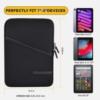 Étui de protection pour tablette en néoprène noir avec fermeture éclair rembourrée, résistant aux chocs et à l'eau, avec logo personnalisé, pour iPad de 8 à 10,5 pouces