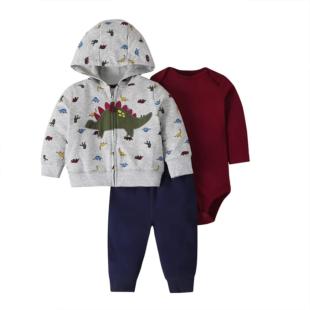 Peleles de invierno con capucha para bebé, modelo de 3 piezas, conjunto de ropa de bebé, conjuntos de ropa 100% de algodón