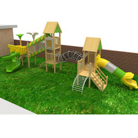 Toboggan de jardin en bois de haute qualité pour enfants, équipement de divertissement pour parcs extérieurs, durable, directement de l'usine