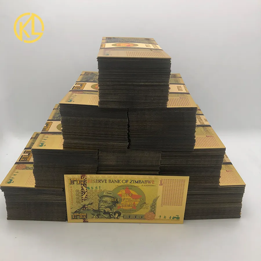 1000Pcs Een Bicentillion Dollar Zimbabwe Goud Bankbiljet Voor Robert G. Mugabe Souvenir En Collectie Geschenken