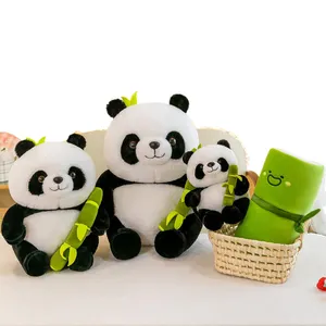 批发森林毛绒玩具娃娃中国卡通熊猫拥抱竹毛绒玩具制造商定制设计熊猫毛绒玩具