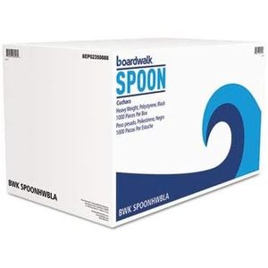 Boardwalk SPOONHWBLA Modern Style Heavyweight Polystyrene Teaspoon <b>Black</b> Individually <b>Wrapped</b> 1000/Carton for Hotels - Product Image 2