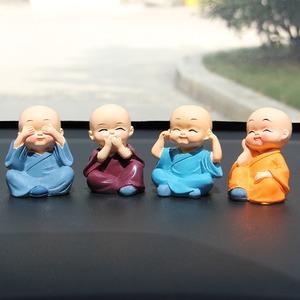 Four Little Monks Resin Car Ornament Decorative Figurines For Peace And Safety Interior Accessories Set Of Four Colors - Product Image 5