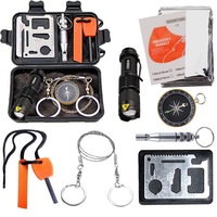 Kit de Herramientas de Supervivencia para Emergencias al Aire Libre HLY, Equipo de Auto-Socorro para Coche, Combo de Suministros de Emergencia H18 Negro/Plateado/Naranja