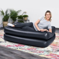 Sofá Cama Inflable de PVC de Dos Plazas, Doble Grosor, Reclinable, Plegable, Aterciopelado, Moderno y Sencillo, en Liquidación