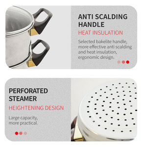 Pentole in acciaio inossidabile 2 strati Tri-strati di utensili da cucina olle <span class=keywords><strong>Cookware</strong></span> Set di pentole a vapore Set di pentole e pentole Set - Product Image 5