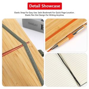 Ensemble de carnet de notes et stylo 2 en 1 haut de gamme personnalisé, couverture en bambou, coffret cadeau, carnets de notes pour réunions, vente en gros - Product Image 5
