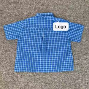 Chemise à carreaux décontractée surdimensionnée en flanelle brodée à coupe ample personnalisée pour homme, boutonnée, 100% coton, anti-boulochage - Product Image 4