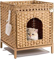 Lits pour chats Intérieur Chaton Maison Tissé à la Main Rotin Cat Cave Pet Cube Cat Houses