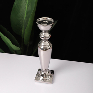 Wholesale modern <strong>silver</strong> plating candle holder home decor Christmas ceramic <strong>candlestick</strong> - Product Image 2