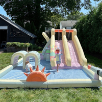 Toboggan aquatique gonflable double face en vinyle blanc de qualité commerciale pour intérieur/extérieur avec piscine pour les fêtes à domicile et à l'école
