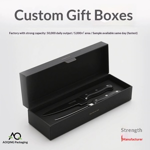 Luxury Custom Kitchen Knife Gift <b>Set</b> <b>Box</b> with Fruit, Cleaver & Scissors Flip <b>Top</b> Case - Product Image 3
