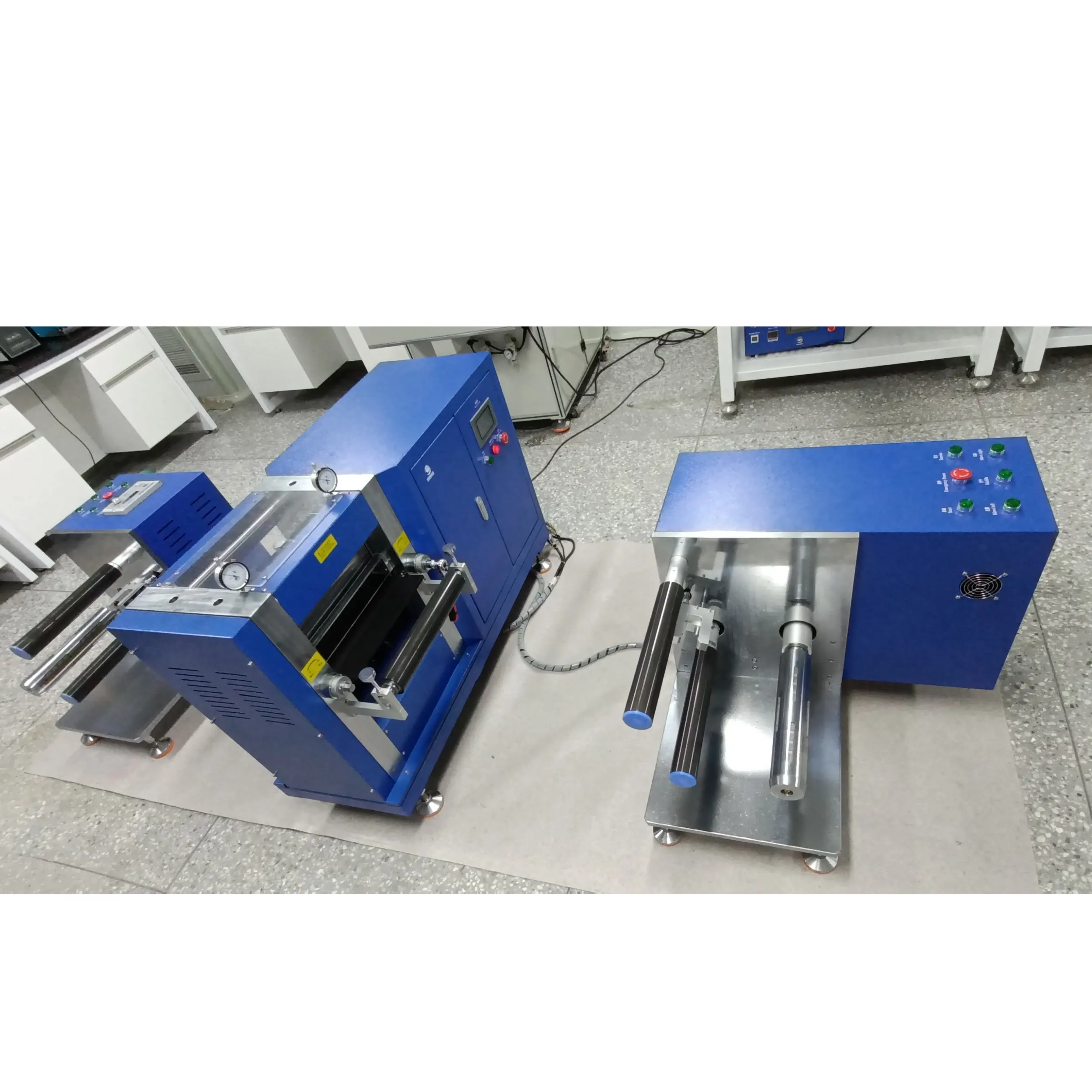 Calandragem eletrodo bateria hidráulica calor laboratório máquina rolo imprensa máquina com enrolamento e desenrolamento