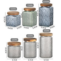 Bocal de conservation en verre borosilicate à faible MOQ avec couvercle en liège, rond et carré, 500-1000 ml, récipient alimentaire hermétique pour la cuisine