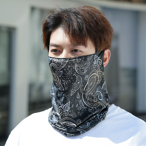 Masque de protection solaire en soie glacée imprimé en polyester unisexe pour le cyclisme, cache-cou avec trous respirants et attaches pour les oreilles, protection UV estivale - Product Image 1
