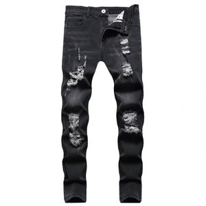 Jeans de Mezclilla Casuales de Pierna Recta para Hombre, Primavera 2026, Color Azul Claro, Cintura Media, con Estampado de Letras y Bordado - Product Image 1