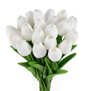 Tulipanes Artificiales de Látex, Tallos de Tulipán de Tacto Real, Ramos de Flores Artificiales Color Naranja - Product Image 2