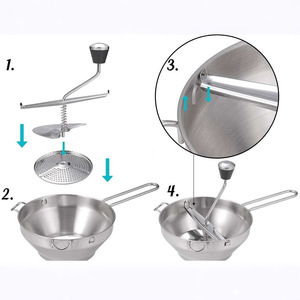 Moulin à Aliments Manuel Rotatif en Acier Inoxydable Durable avec 3 Disques de Broyage pour Cuisine : Mixeur, Râpe à Confiture, Presse-Purée - Product Image 2