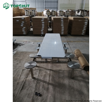 Table de cantine pliante TOPOHUT en acier inoxydable avec chaises intégrées, mobilier commercial pour cantines scolaires