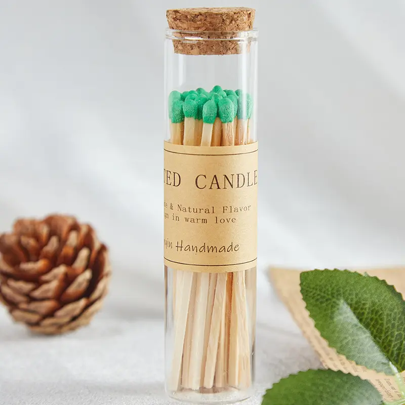 Wholesale bulk order custom matches for candles personalized design home decor long match colored in a glass jar
