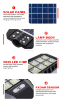 Fabricant de lampe solaire à LED intégrée de 150w Angle d'éclairage de 120 degrés IP66 Lampadaire solaire étanche