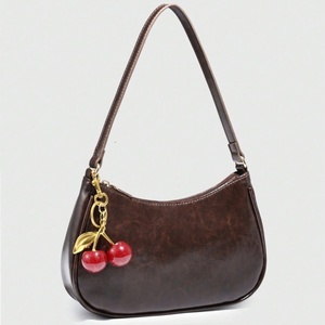 Nuevo Bolso de Mano de Piel Sintética para Mujer, Bolso de Cadena Moderno, Bolso de Hombro con Colgante de Cereza - Product Image 3