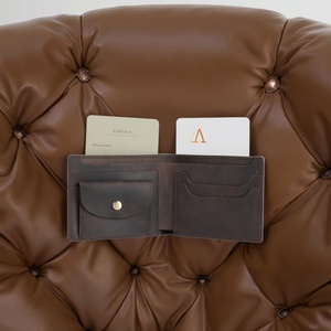 Boshiho Vintage Short Zipper <b>Wallet</b> <b>Men</b> Women Genuine Leather <b>RFID</b> Blocking Credit Card Coin Purse Retro Simple Portable Card - Product Image 6
