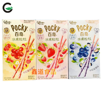 Pocky Fruitkorrels Lange Vingerkoekjes 45G Knapperige Zoete Snacks Met Bosbessen Aardbeienroom Chocolade Fruitige Kaassmaken