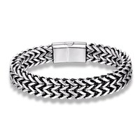 Bracelet Homme en Acier Inoxydable Plaqué Or Tressé Double Rangée Positive Fashion Chain Link VEROMCA YU486